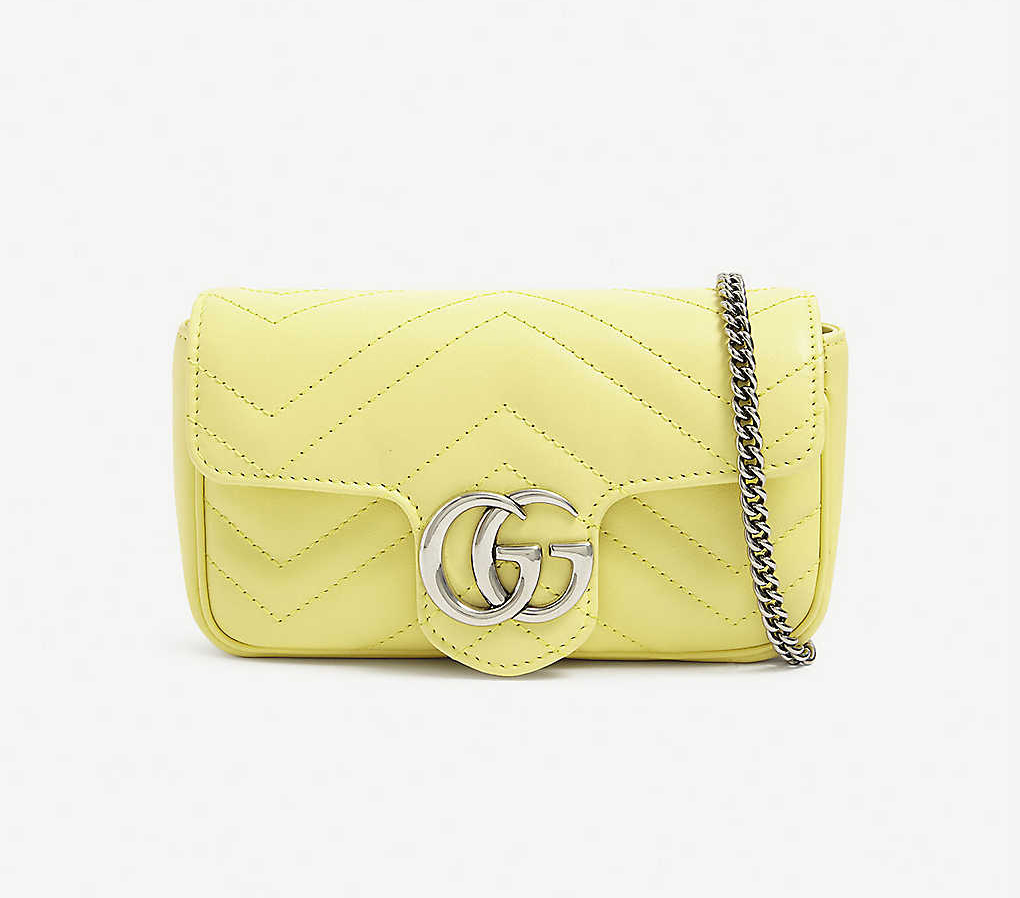 Gucci 古驰女士super mini GG Marmont黄色链条包直邮港澳7700港币（约6650元）