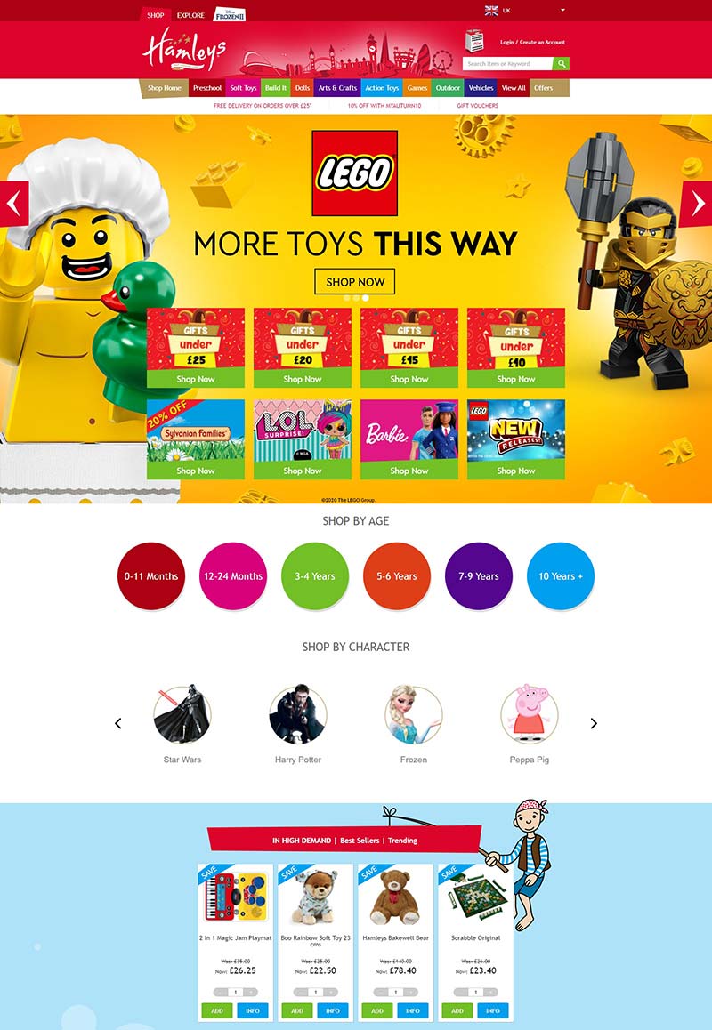 Hamleys 英国伦敦儿童玩具品牌购物网站