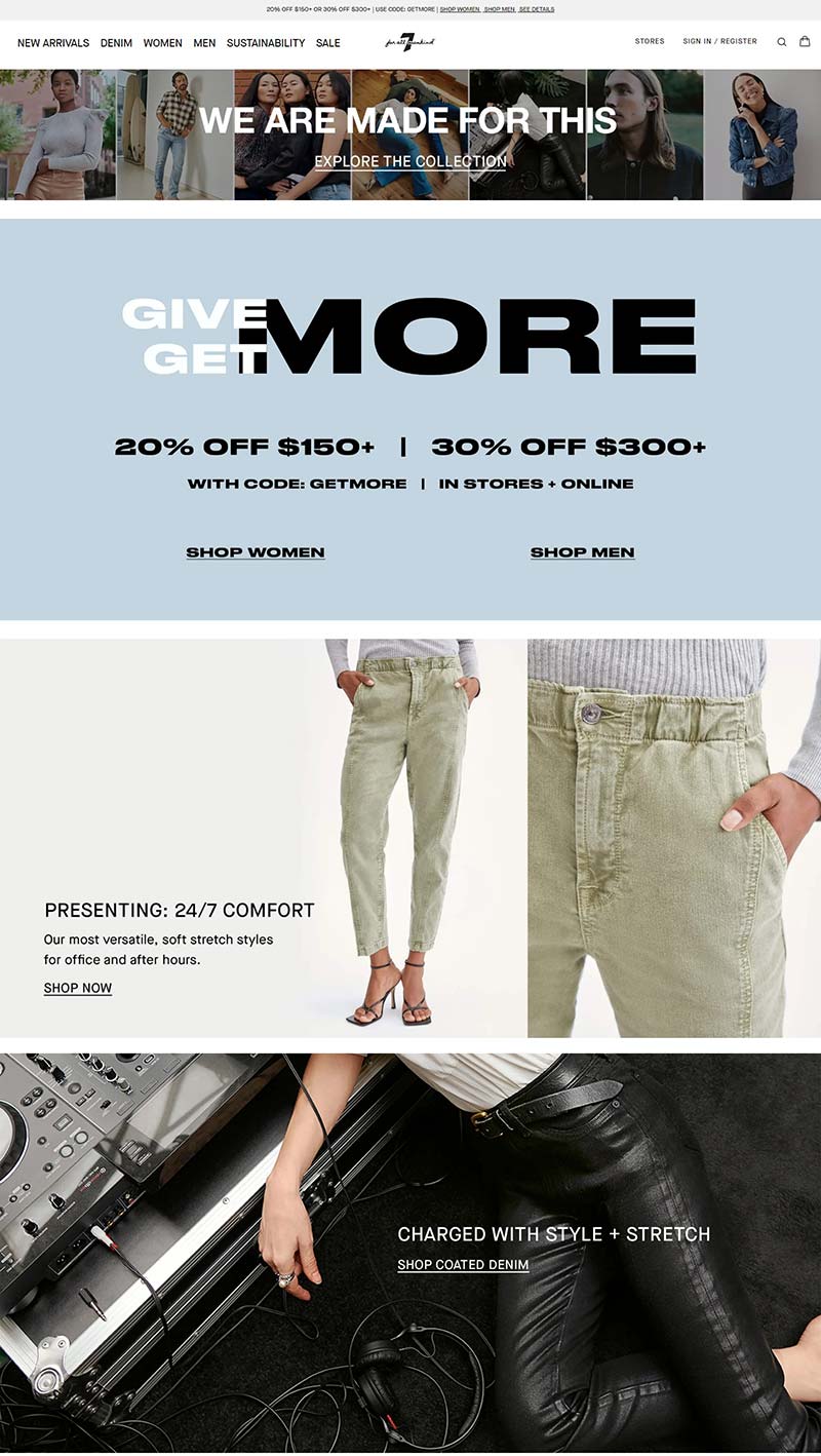7 For All Mankind 美国高级牛仔时装购物网站
