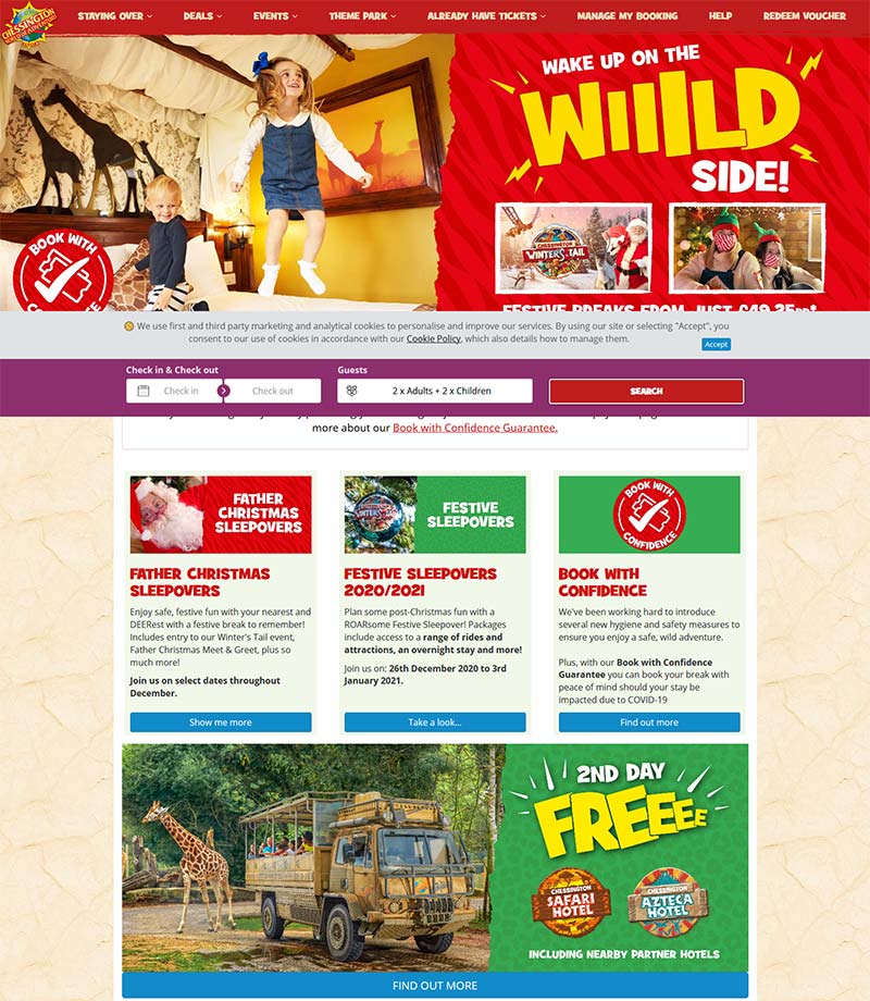 Chessington Holidays 英国旅游度假村预定网站