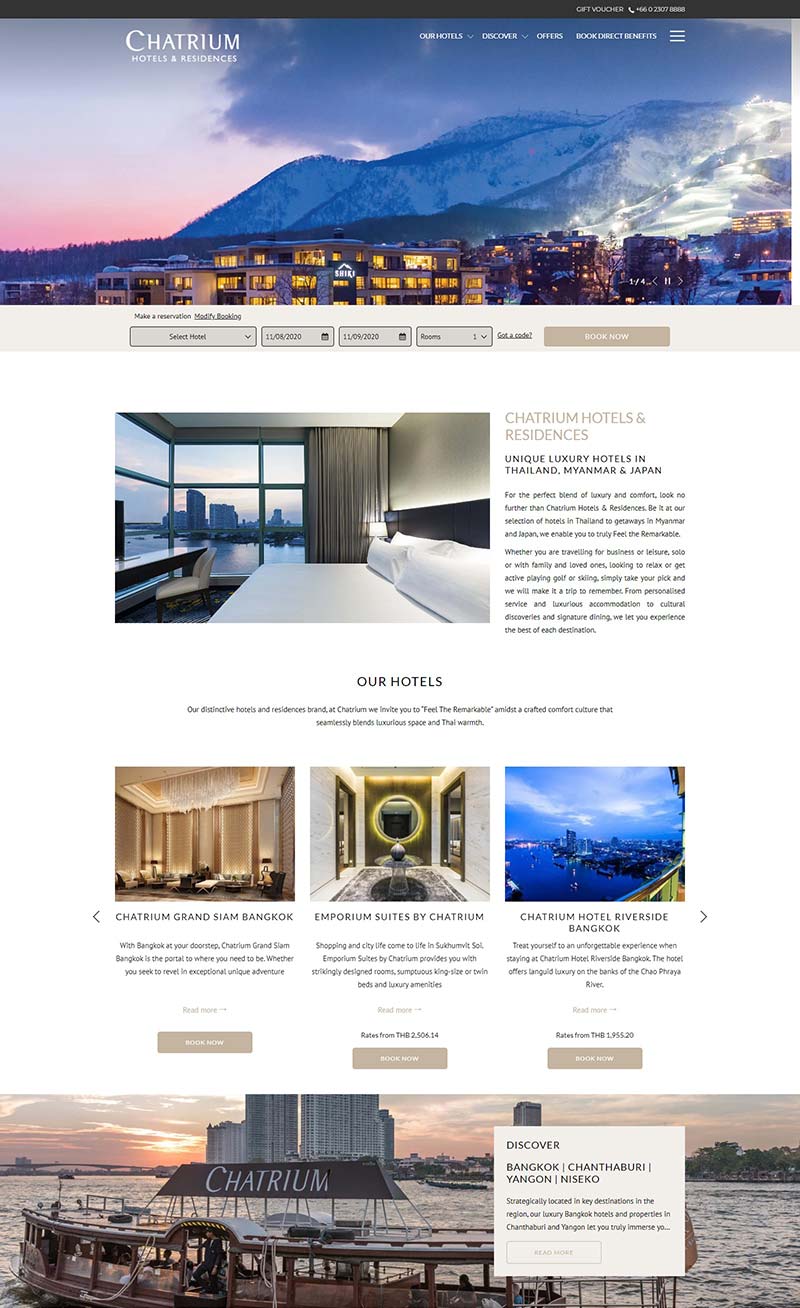 Chatrium Hotels 泰国察殿酒店预定网站