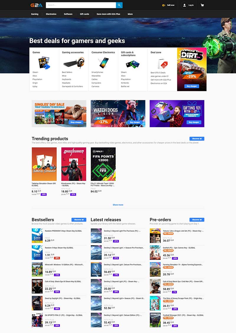 G2A 全球精品游戏折扣平台网站