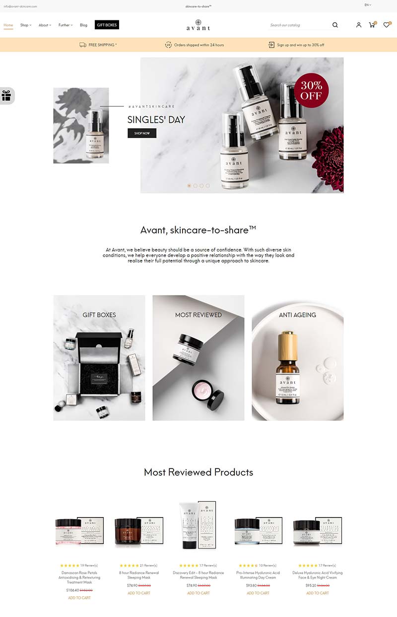 Avant Skincare 英国本土天然护肤品牌网站