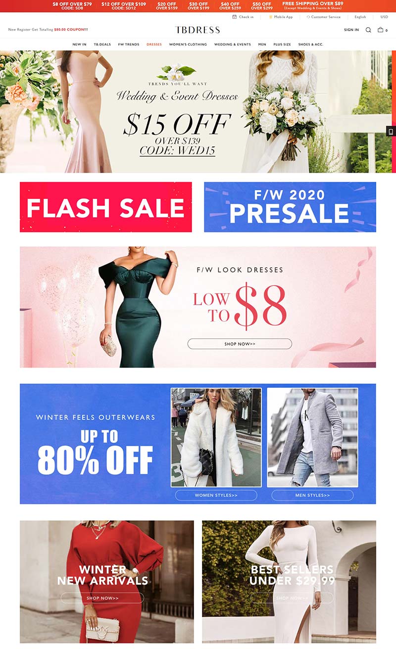 Tbdress 中国跨境电商服饰品牌购物网站