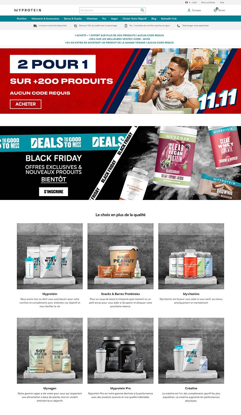 Myprotein 法国运动营养品牌购物网站