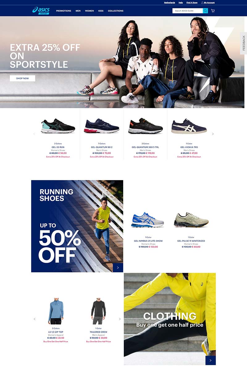 ASICS NL Outlet 亚瑟士-荷兰运动装备及服饰品牌网站