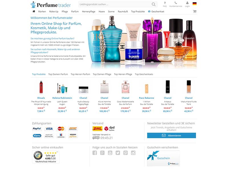 Perfumetrader 德国顶级香水化妆品购物网站