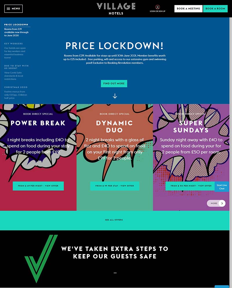 Village Hotels 英国品牌连锁酒店预订网站