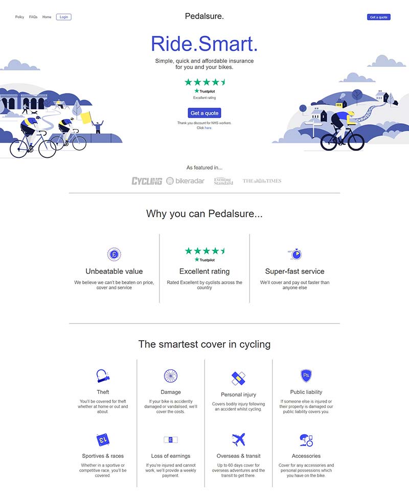 Pedalsure 英国自行车运动保险订购网站