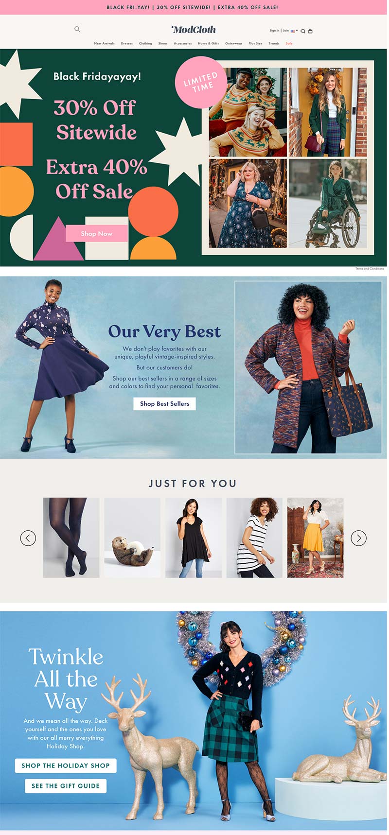 Modcloth 美国复古风格服饰品牌网站