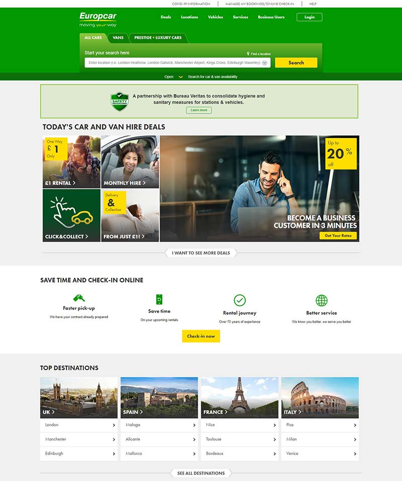Europcar International 英国在线租车服务预订网站