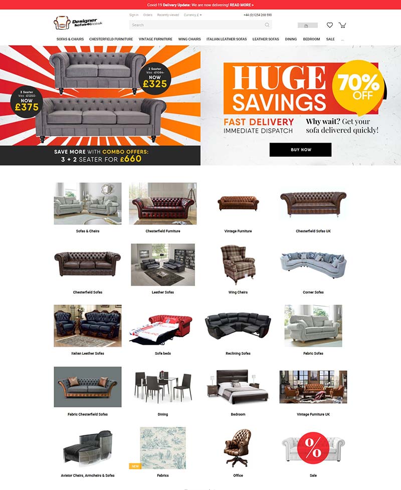Designer Sofas 4U 英国品牌沙发海淘网站