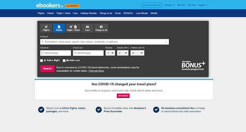 Ebookers IE 爱尔兰旅游出行及酒店预订网站