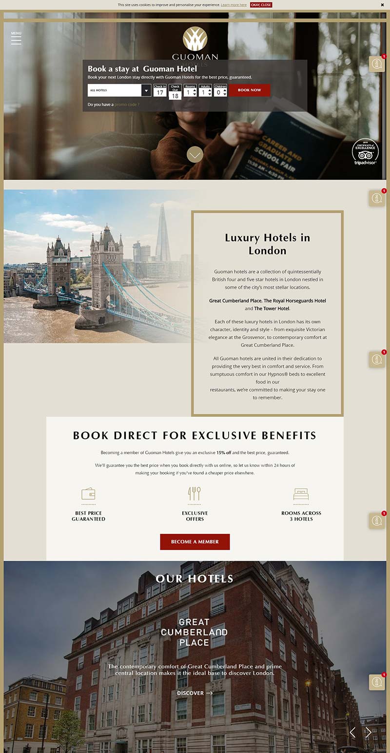 Guoman Hotels 英国郭曼豪华酒店预订网站