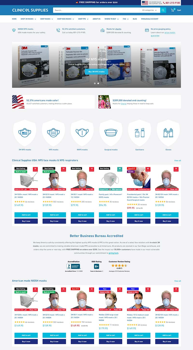 Clinical Supplies USA  美国医疗个人防护用品购物网站