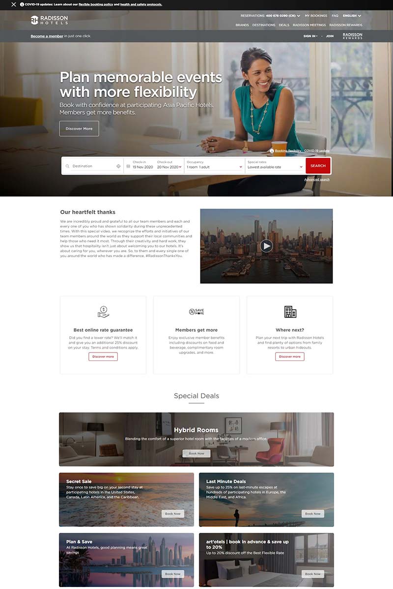 Radisson Hotels 美国丽筠酒店预订官网