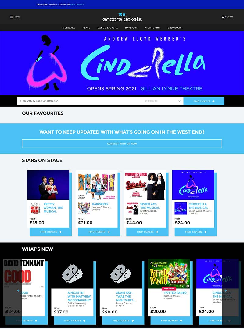 Encore Tickets 英国在线票务预订网站
