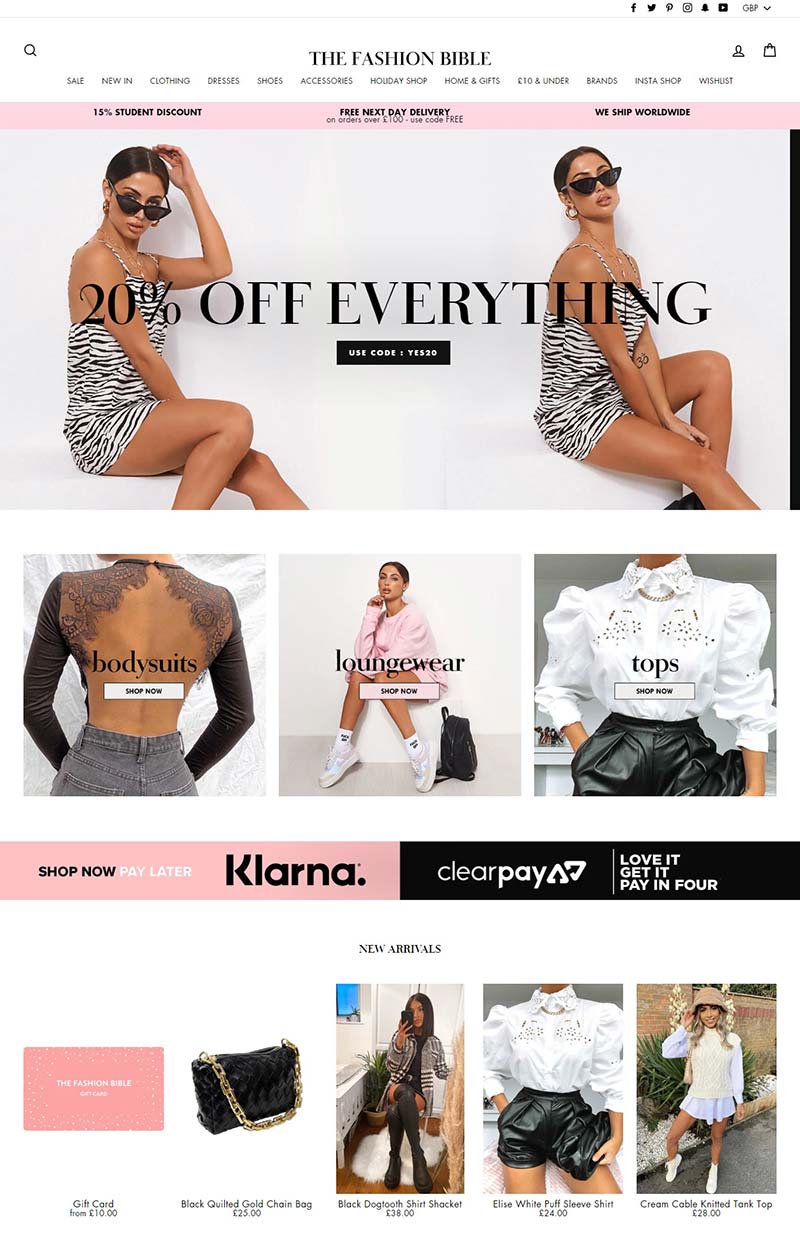 The Fashion Bible 英国时尚女装品牌购物网站