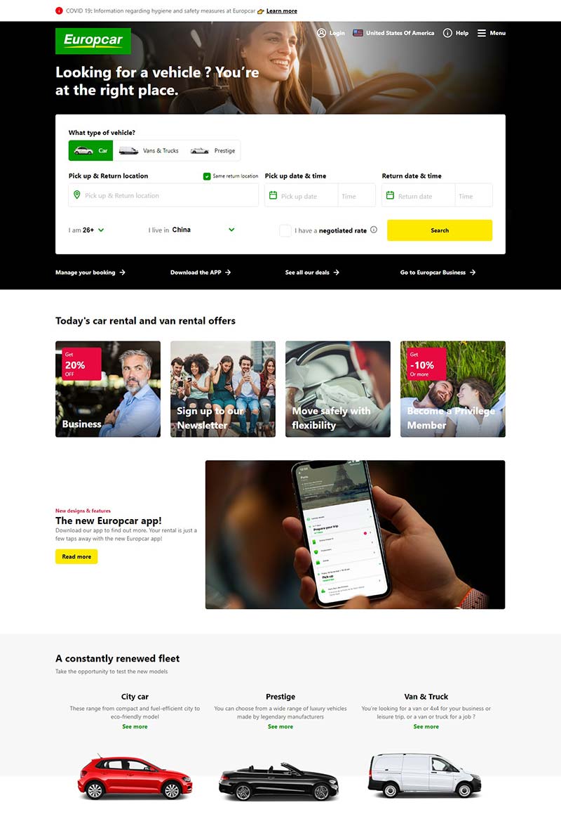 Europcar 美国欧洛普卡全球租车官网
