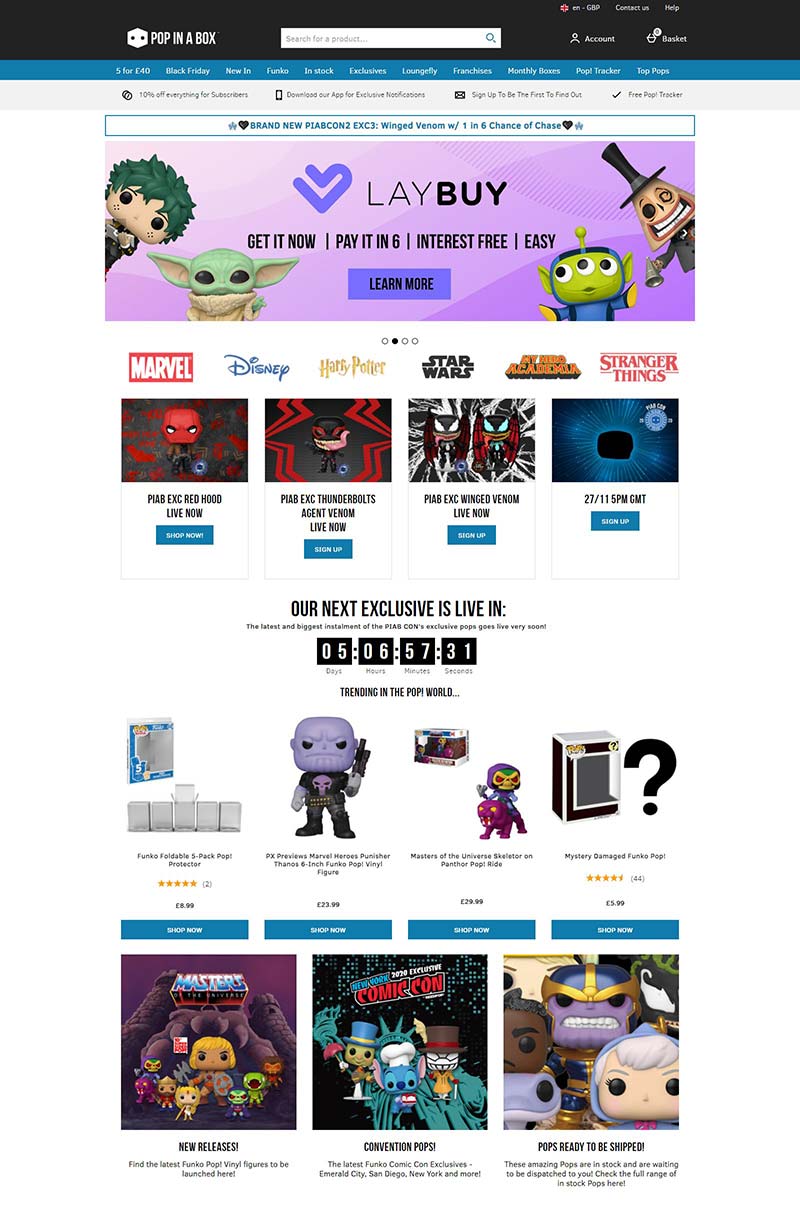 Pop In A Box UK 英国动漫手办及周边产品海购网站