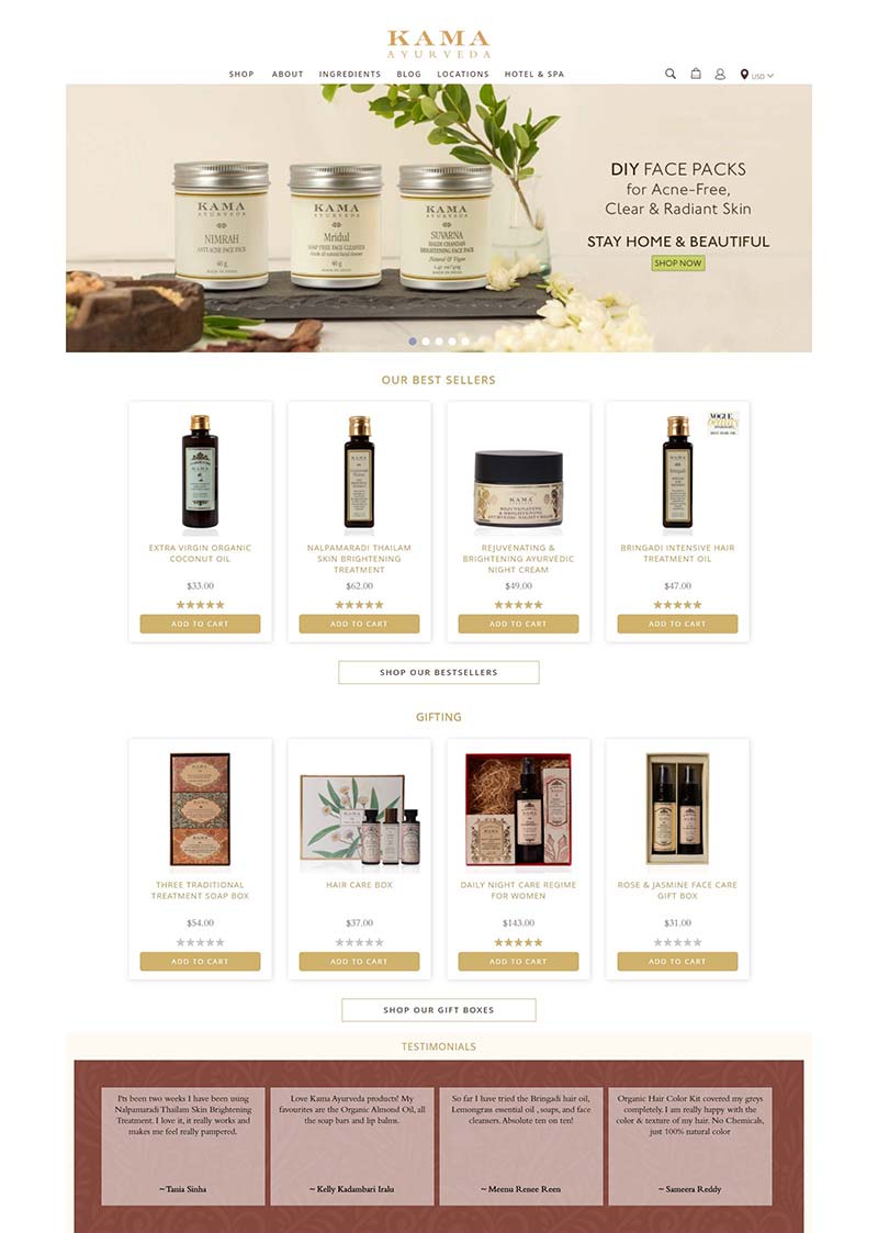 Kama Ayurveda 印度天然美容保健品购物网站