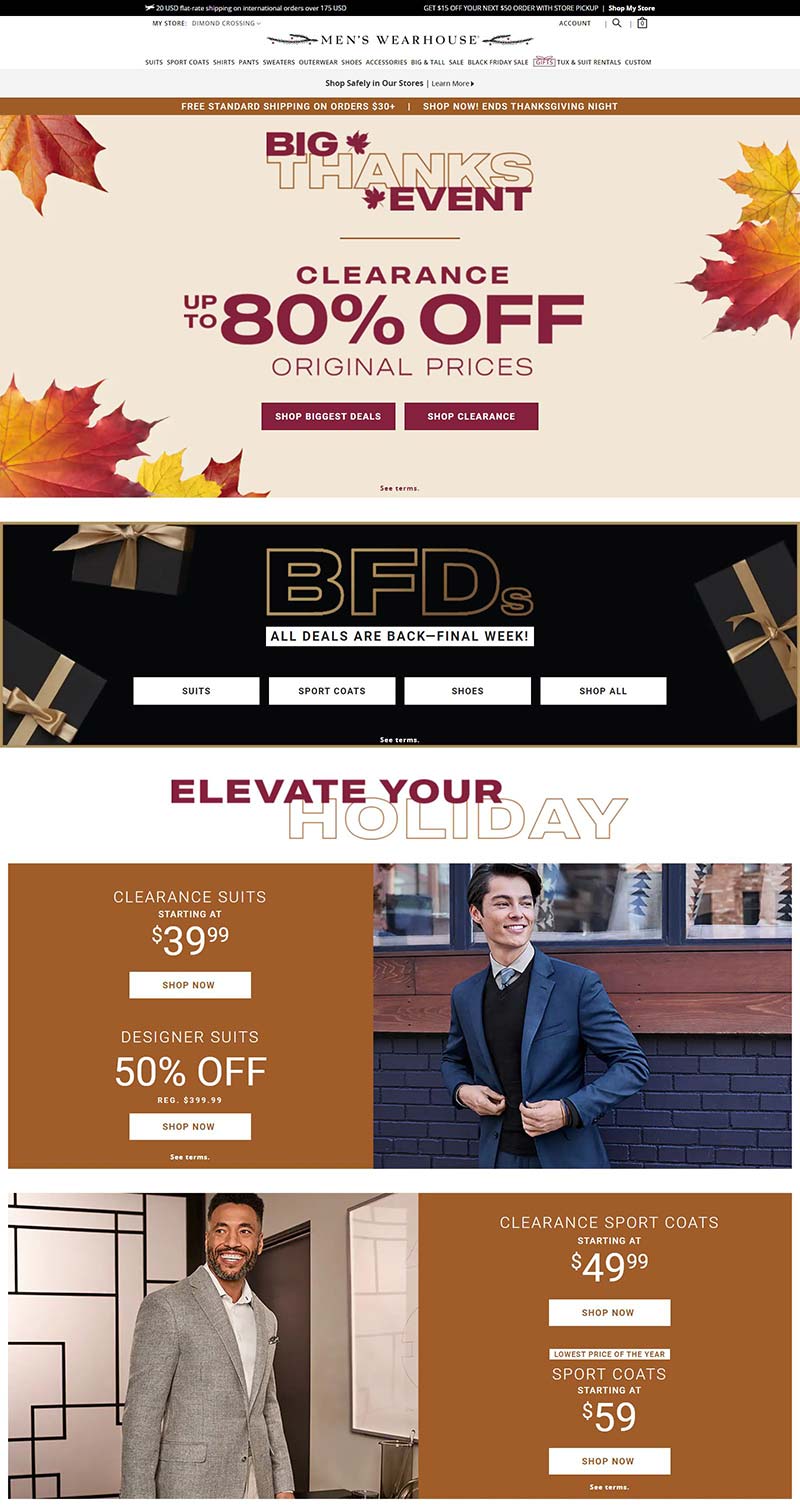 Men's Wearhouse 美国知名男装品牌购物网站