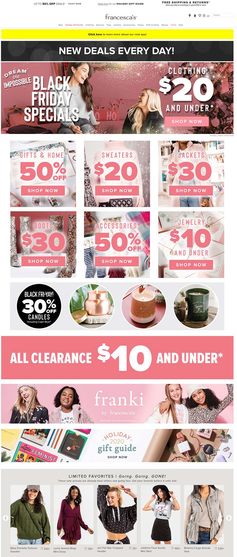 Francesca's 美国时尚精品店购物网站