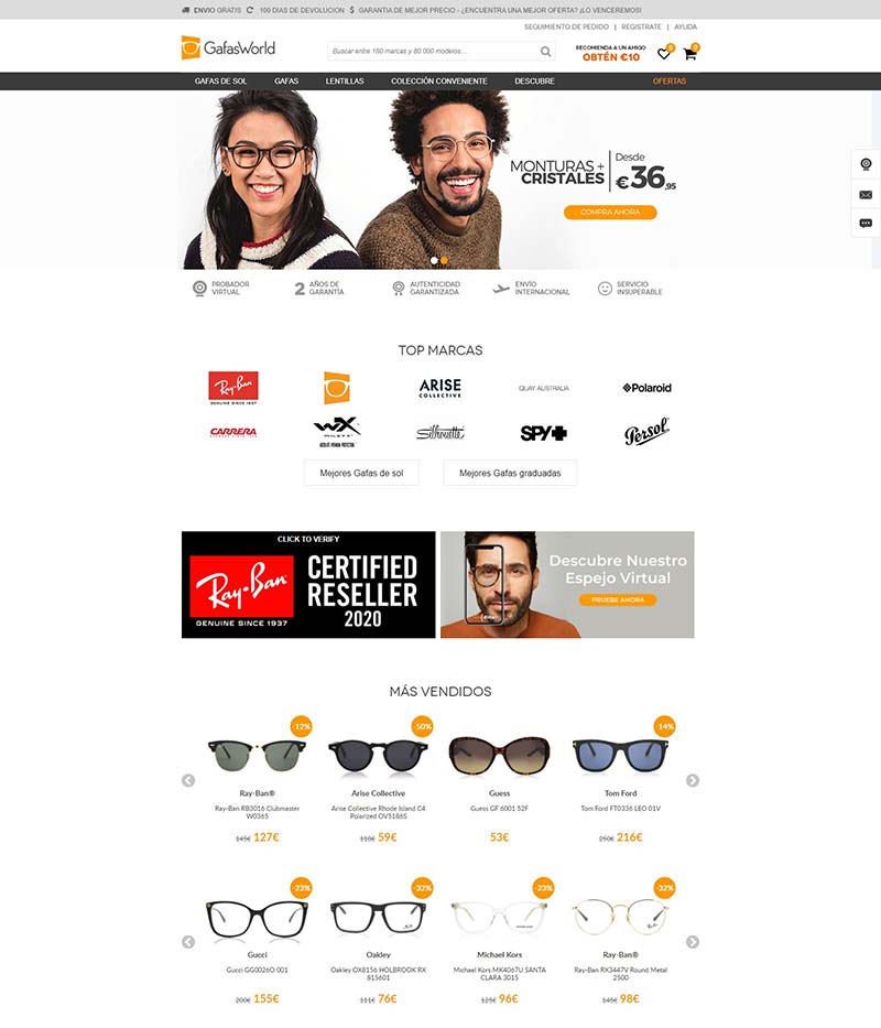 Gafas World ES 西班牙奢侈品眼镜购物网站