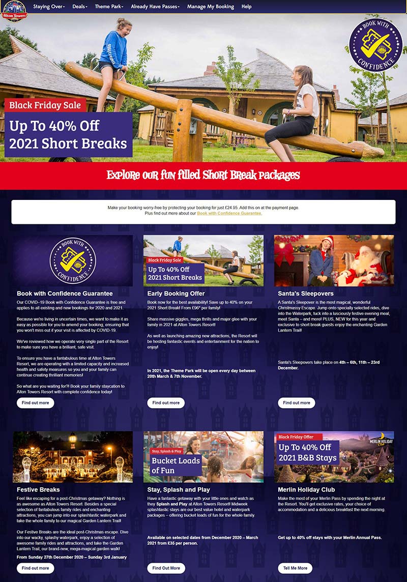 Alton Towers Holiday 奥尔顿塔主题乐园及酒店预订网站