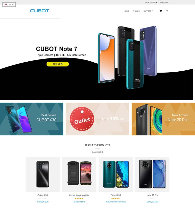 Cubot 英国知名手机品牌购物网站