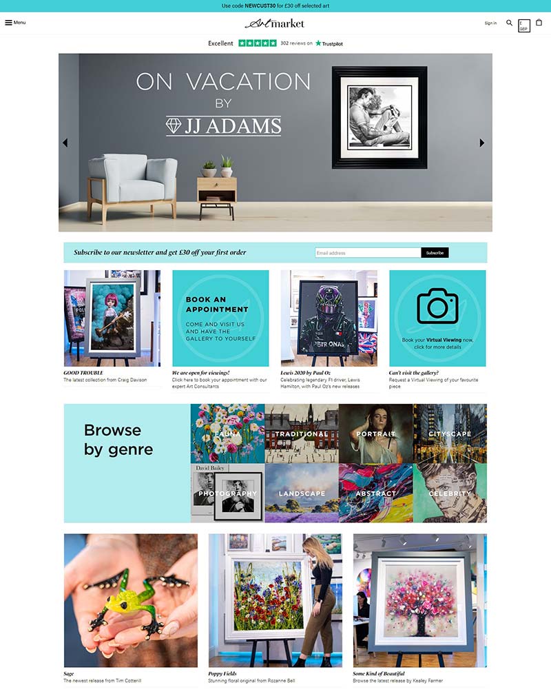 Artmarket Gallery 英国著名画廊工艺品购物网站