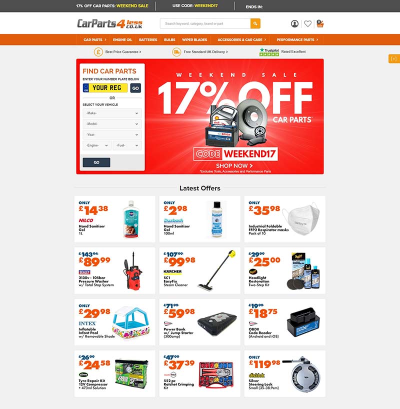 Car Parts 4 Less 英国品牌汽车配件购物网站