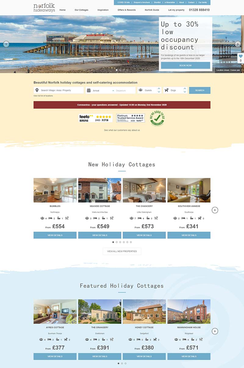 Norfolk Hideaways 英国旅游民宿酒店预定网站