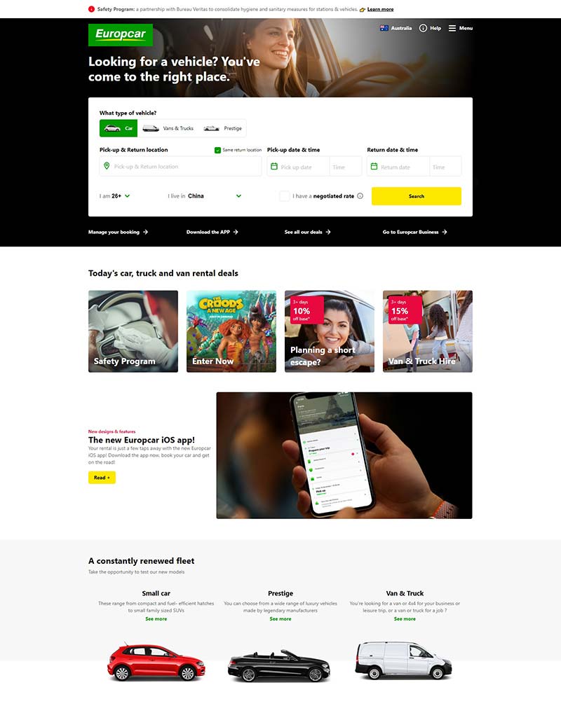 Europcar AU 欧洛普卡全球租车澳大利亚官网