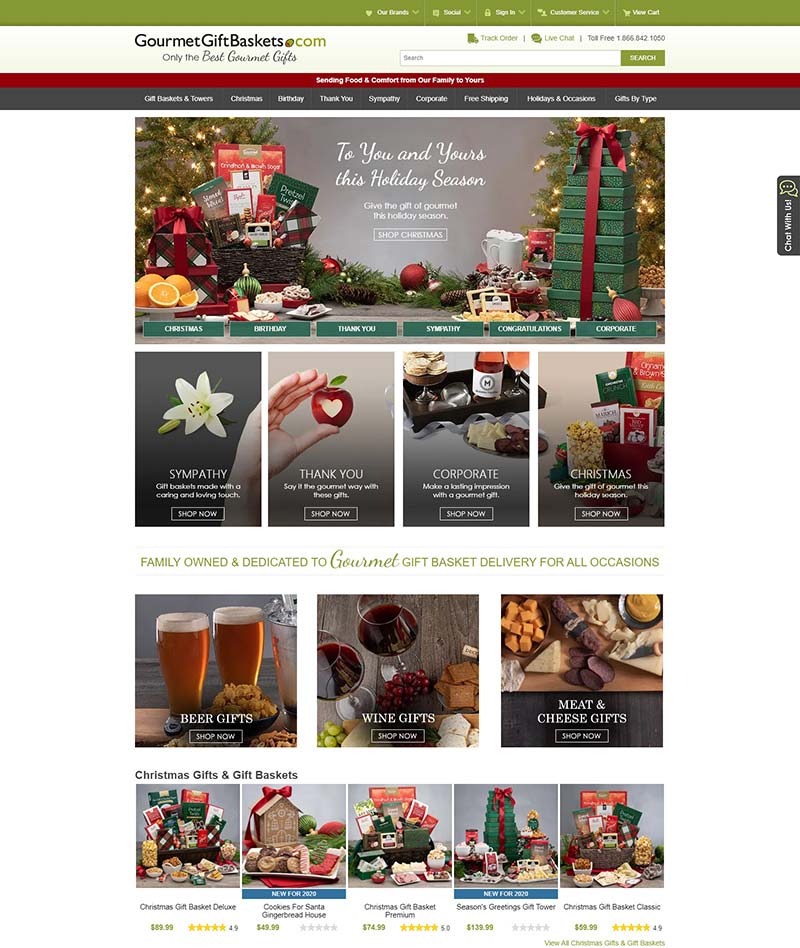 GourmetGiftBaskets 美国食品礼盒购物网站