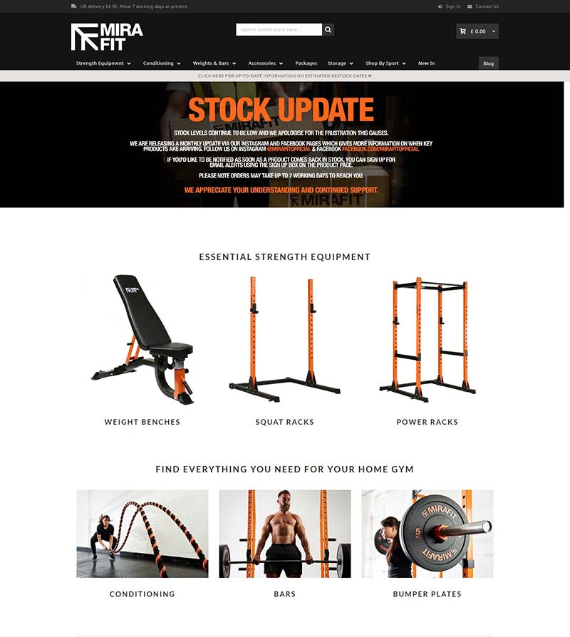 Mirafit UK 英国线上体育用品品牌购物网站