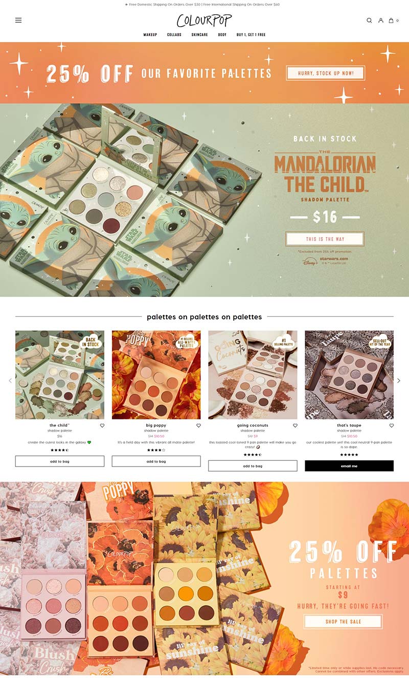 ColourPop 美国著名彩妆品牌购物网站