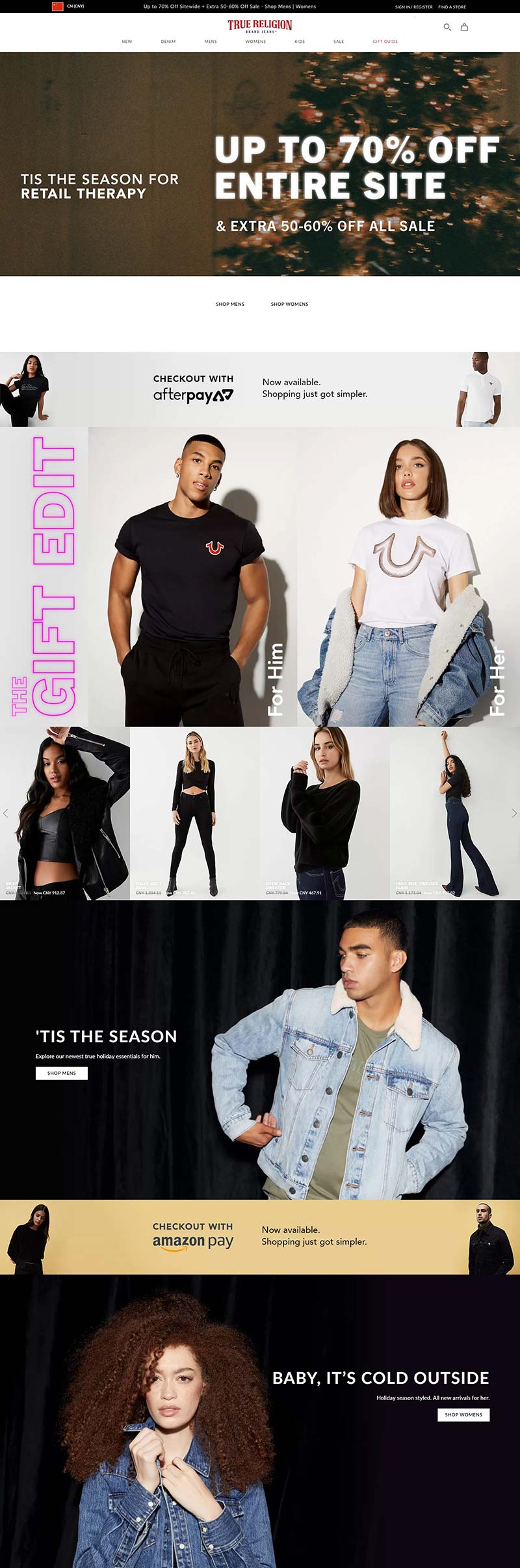 True Religion 美国高端牛仔服饰品牌网站