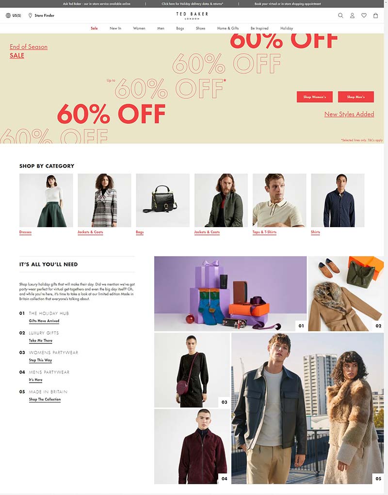 Ted Baker US 美国时尚品牌购物网站