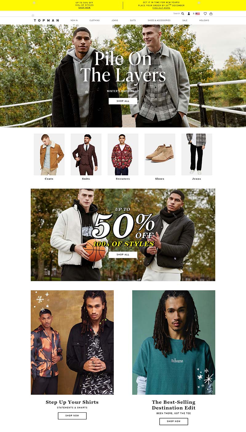 Topman 美国时尚平价男装品牌网站