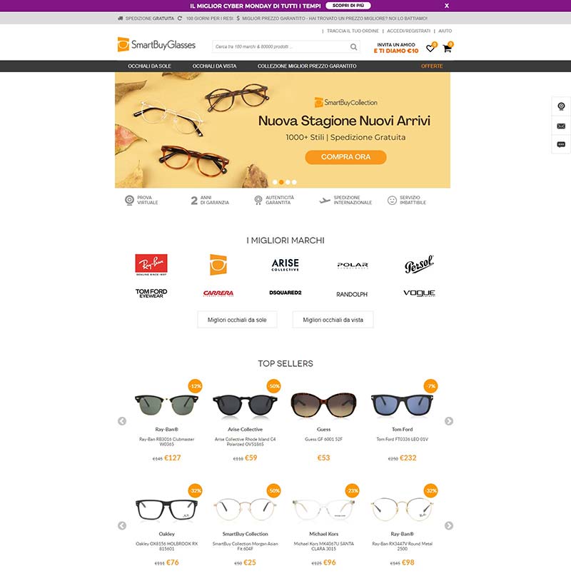 SmartBuyGlasses IT  比利时太阳镜品牌购物意大利官网