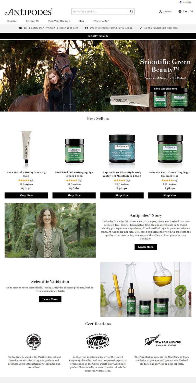 Antipodes US 新西兰天然植物护肤品牌美国站