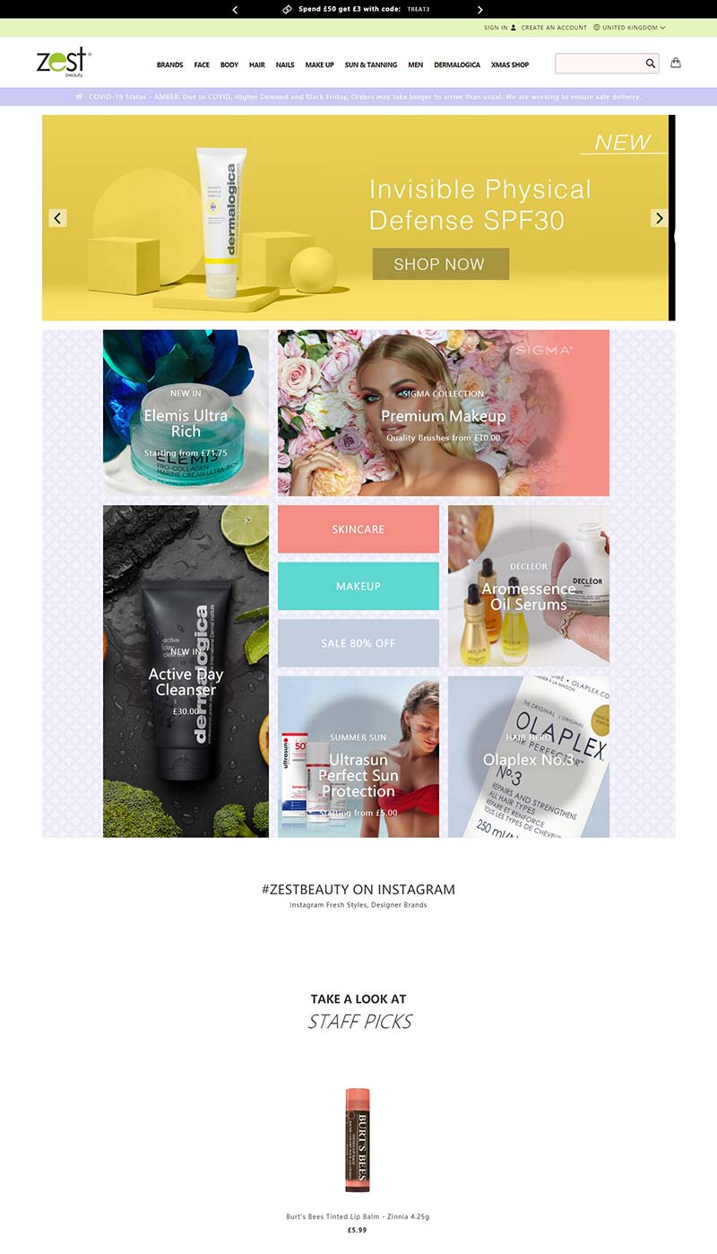 Zest Beauty 英国知名护肤品购物网站