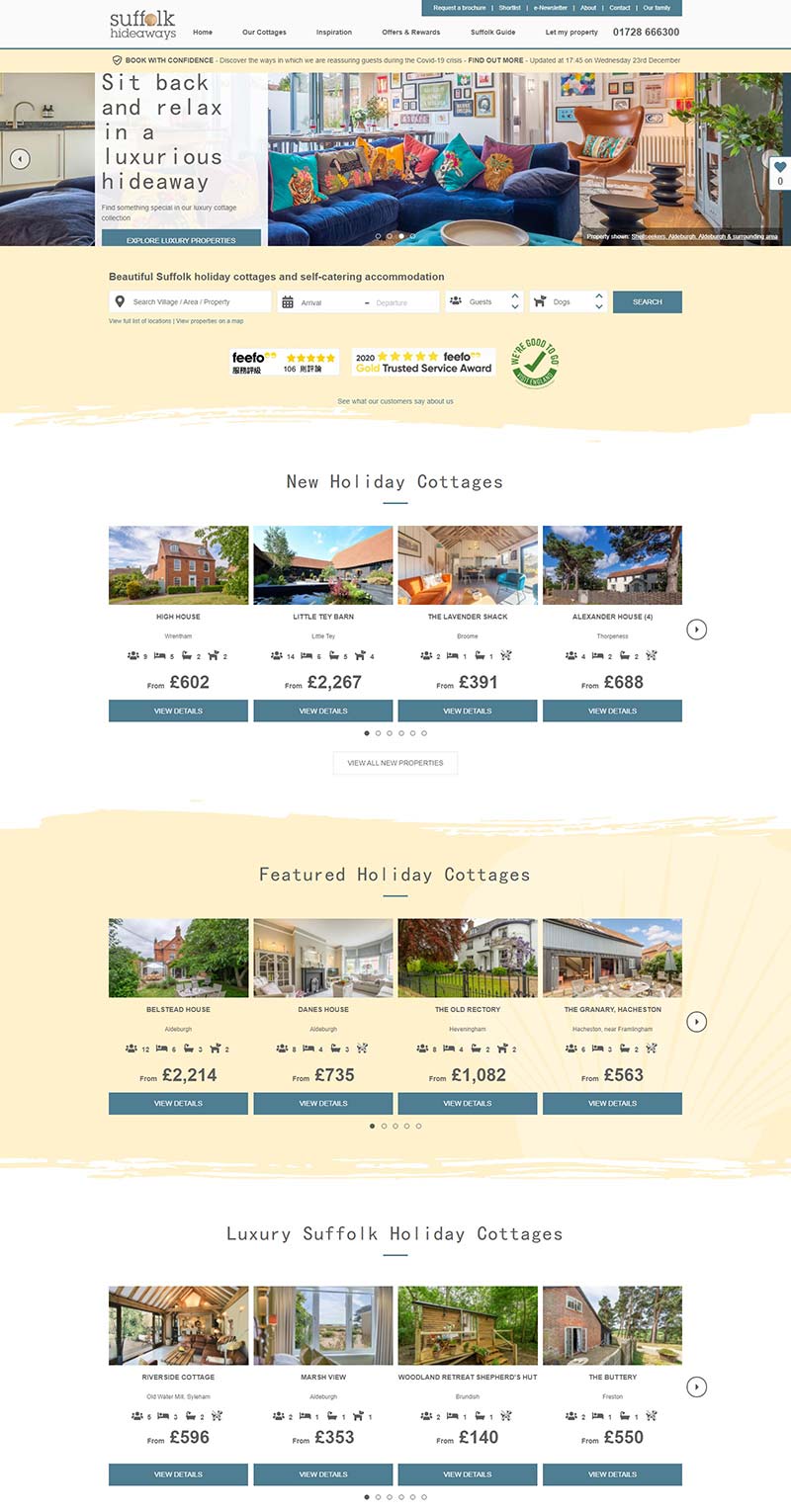 Suffolk Hideaways 英国旅游度假预订网站