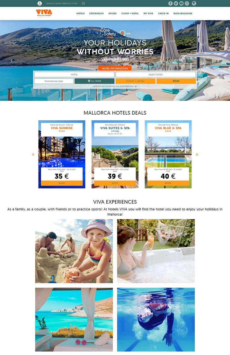 Hotels Viva 西班牙度假酒店预订网站