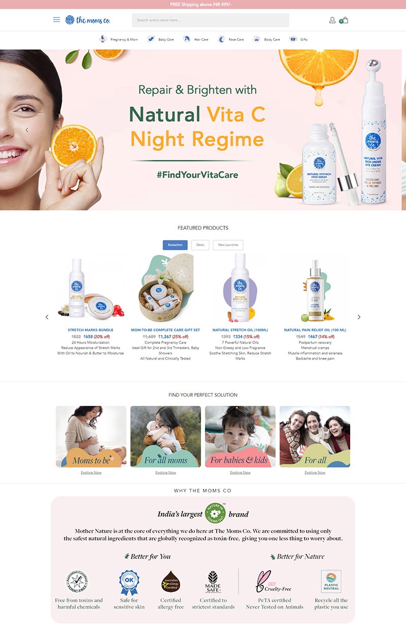 Themomsco 印度品牌母婴护理购物网站