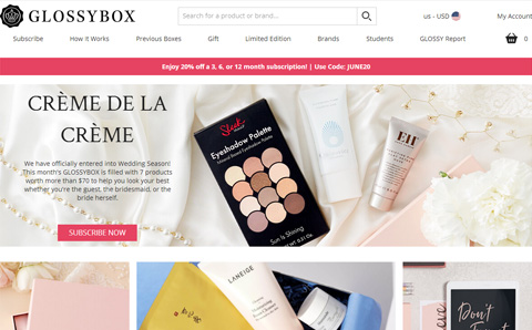 GLOSSYBOX 高端品牌美妆产品礼盒邮寄