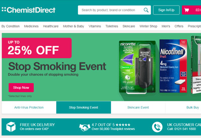 Chemist Direct英国网上药品商店网站