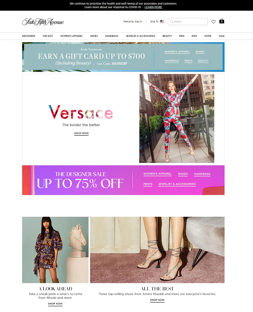 Saks 5th Avenue 萨克斯第五大道精品百货官网