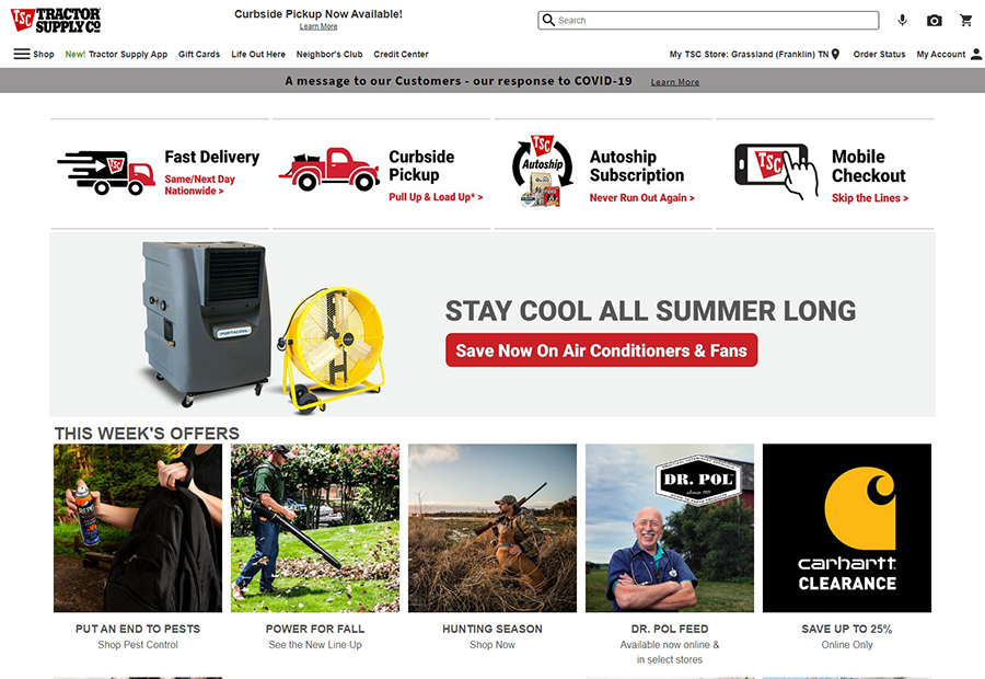 Tractor Supply Company 美国的农产品零售网站
